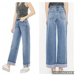 KanCan High Rise Cuffed Wide Leg Jeans Baggy Size 31
